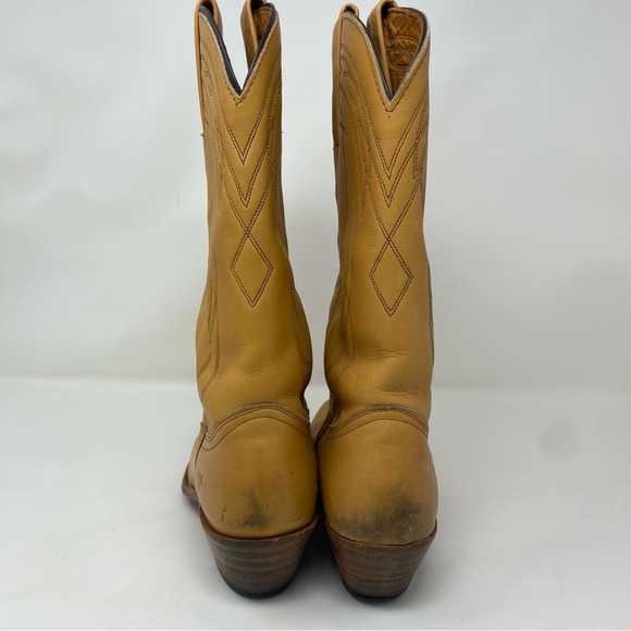 Frye Cowboy Boots Tan Brown Leather Men’s Size 9.5 D - Picture 8 of 9